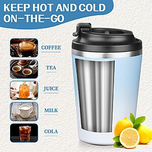 MEZMUT 12 oz Coffee Mug Tumbler Internal ceramic coating Stainless Steel Vacuum Tumbler Travel Mug Spill Proof with Lid Proof Thermos Cups for Hot and Cold Drink(Blue to White) $5
