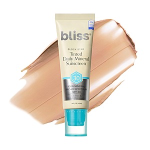 1.4-Oz Bliss Block Star SPF 30 Mineral Sunscreen w/ Zinc Oxide & Titanium Dioxide (Tinted or Clarifying) $6.34 w/ S&S + Free Shipping