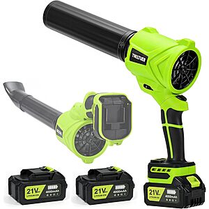 TNELTUEB 21V Cordless Leaf Blower w/ 2-Pack 4Ah Batteries & Charger (3 colors) $38.49 + Free Shipping