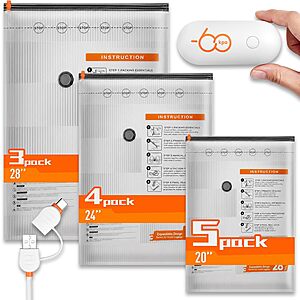 12-Pack WfiiaVacuum Seal Storage Bags with Rechargeable Air Pump $13.49 + Free Shipping w/ Prime or on $35+