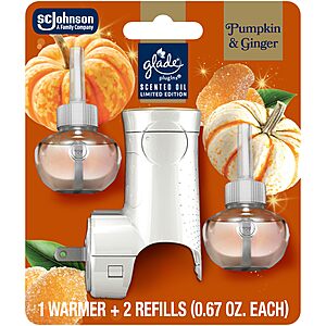 [S&S]Glade PlugIns Refills Air Freshener Starter Kit 0.67 Fl Oz, 1 Warmer + 2 Refills $4.56 + Free S&H w/ Prime or $35+