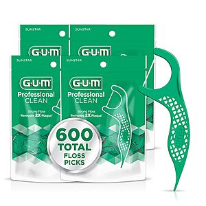 [S&S]GUM Professional Clean Dental Floss Picks 150 Count (Pack of 4) 600 Total $13.65 + Free S&H w/ Prime or $35+
