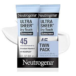 [SnS, AC] $7.19* | 2-Pack 3-Oz Neutrogena SPF 45 Ultra Sheer Dry-Touch Sunscreen Lotion at Amazon