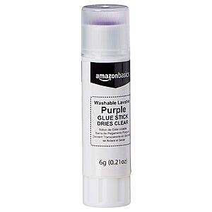 $1.42 S&S FS Amazon Prime Amazon Basics Purple Washable School Glue Sticks for Classroom Supplies and DIY Art, Dries Clear, 0.21 oz Stick, 4-Pack