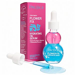 [S&S] Pacifica Face Oil Serum - Flower Fix Bi-Phase Hydrating Skin Barrier - w/Hyaluronic Acid & Natural Botanical Ingredients - for Dry Sensitive Skin $8.99