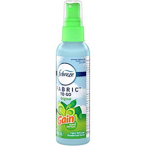 Walmart Pick Up ONLY: Febreze Odor-Fighting Fabric Refresher To Go Gain Original Scent, 2.8 oz. Spray  Two for $4, get $3.50 walmart cash