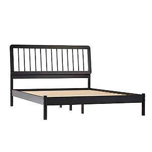 Cama Mid-Century Modern Solid Wood Spindle Bedframe (Queen, Black) $89.99 + Free Shipping