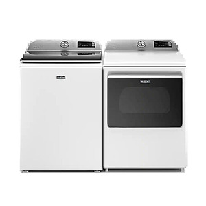 Package - Maytag - 5.3 Cu. Ft. High Efficiency Smart Top Load Washer with Extra Power Button and 7.4 Cu. Ft. Smart Electric Dryer with Extra Power Button - White, $989.98, Best Buy