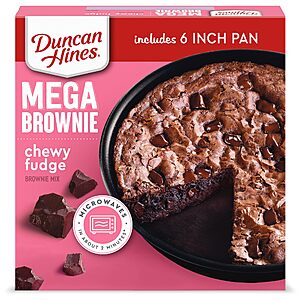 Select Accts[AC,S&S] 7.7 oz. Duncan Hines MEGA Brownie Mix, Chewy Fudge $2.18 + Free S&H w/ Prime or $35+