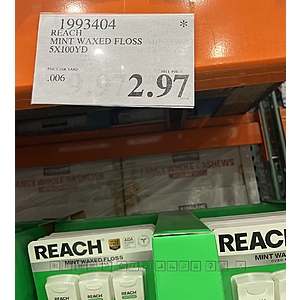 YMMV, Reach Mint Waxed Floss, 5x100 yard at Costco for $2.97
