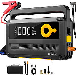 HOMSHADE 6000A Jump Starter with Air Compressor (12V, 150PSI, up to 12L diesel support) $29.99 + Free S&H w/ Walmart+ or $35+