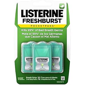 [SnS, AC] $2.87* | 3-Pack 24-Count Listerine Freshburst Pocketpaks Breath Strips at Amazon