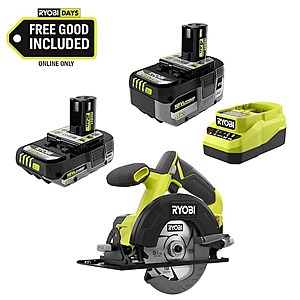 RYOBI ONE+ 18V Lithium-Ion Cordless Circular Saw Kit w/ 4Ah Battery, 2Ah Battery & 2A Charger $99 + Free Shipping
