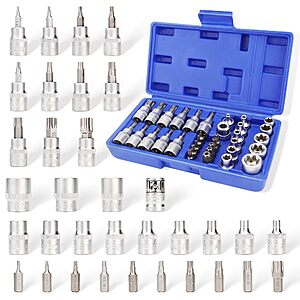 Amazon: PRADE&CARFT 34-Piece Torx Star Socket Bit Set $14.24 (Reg $28.49, ~50% Off) + FS w/ Prime