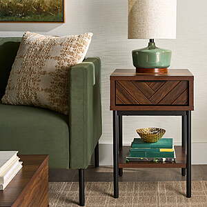 Better Homes & Gardens Wyatt Geo End Table, Walnut Finish, $63.68, FS, Walmart