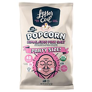 Lesser Evil Organic Pink Himalayan Salt Popcorn Made with Coconut Oil 8 oz Bag $4.99