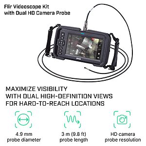 FLIR VS80 Dual HD Camera Probe Videoscope Kit with 4.9mm x 3m Long Camera Probe $1639.55