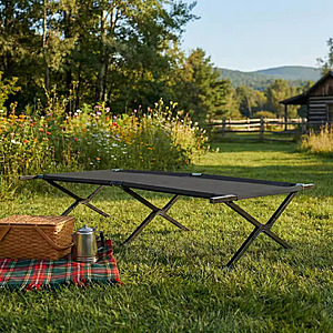 JHK Collapsible Camping Cot 73" x 36”, Heavy Duty 300 lbs Capacity; free S&H $26.04