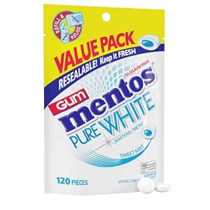 120-Count Mentos Pure White Sugar-Free Sweet Mint Chewing Gum w/ Xylitol $4.78 w/ S&S + Free Shipping w/ Prime or on $35+ $7.97