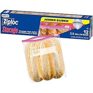 [SnS, AC] $3.69 | 12-Count Ziploc 2.5 Gallon Jumbo Storage Slider Bag at Amazon