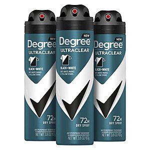 [SnS, AC] $9.54* | 3-Pack 3.8-Oz Degree Men Antiperspirant Deodorant Dry Spray at Amazon