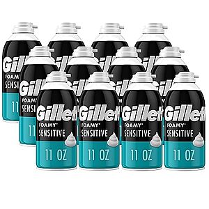 [SnS] $12.51* | 12-Pack 11-Oz Gillette Foamy Shaving Cream (Sensitive Skin) at Amazon