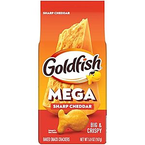 [AC] $9.80* | 5 × 5.9-Oz Goldfish Mega Bites Sharp Cheddar Cheese Crackers ($1.96 each) at Amazon