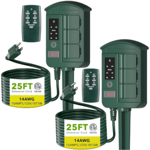 2-Pack: 6-Outlet Light Sensing 25FT Outdoor Power Stake w/ Remote $39.99 + Free Shipping
