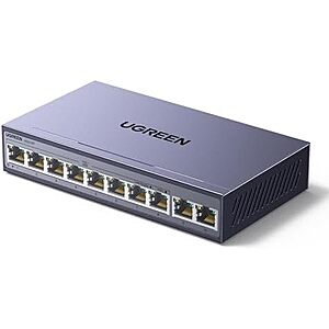 $37.97* | UGREEN 10-Port PoE Switch 1000Mbps 8 PoE+@60W + 2 Gigabit Uplink at Amazon