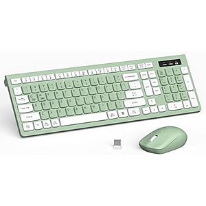 $17.99* | Reccazr Silent Wireless Full-Sized Keyboard & Mouse Combo (Avocado Green) at Amazon
