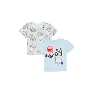 Character 2- Pack Short Sleeve Tee Shirts: Bluey, Minnie, Mickey, Seuss + more $2.63