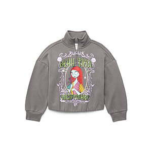 Disney Nightmare Before Christmas Girls Quarter Zip Fleece Sweatshirt