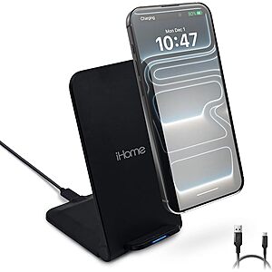 iHome 15W Folding Wireless Charging Stand w/ Cable $9.40 + Free Shipping w/ Prime or on $35+