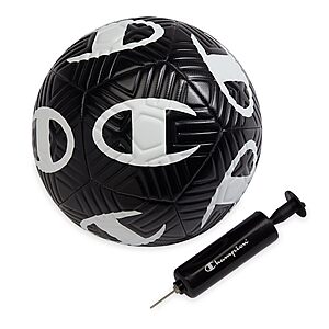 Champion Playmaker Soccer Ball w/ Pump (Size 5, Black/White) $7.2 + Free S&H w/ Prime or $35+