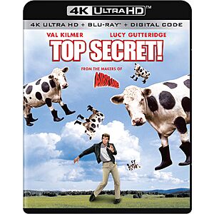 Top Secret! 4K UHD + Blu Ray + Digital $18 Amazon.com