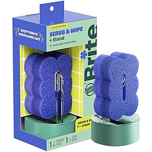 [SnS] $6.17 | Brite by Scotch-Brite Scrub & Wipe with Drain + Dry Stand at Amazon