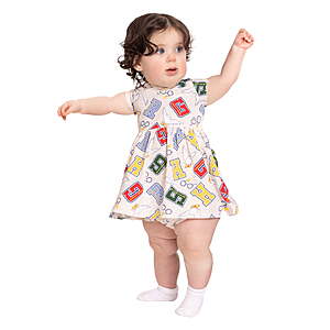 Character Print Dress and Matching Diaper Cover Set or Allover Dresses + more $3.5+
