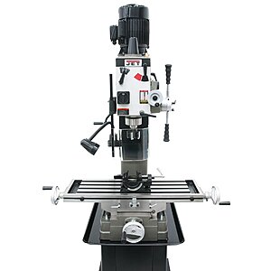 JET JMD-45VSPF Variable Speed Square Column Geared Head Mill/Drill with Newall DP500 2-Axis DRO & X-Axis Powerfeed $10552.98