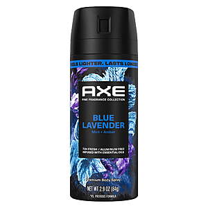 Two for $9.96 get $8 Walmart Cash PICK UP AXE Fine Fragrance Collection Body Spray 72 Hour Freshness Blue Lavender Aluminum Free, 2.9 oz