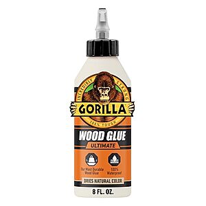 $3.98 | 8-Oz GORILLA Ultimate Waterproof Wood Glue, Natural Wood Color at Amazon