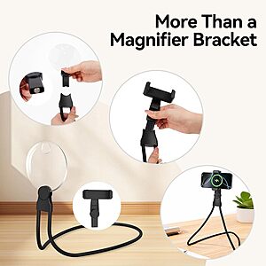 2 in 1 Hands Free Magnifying Glass, Desktop Cell Phone Stand  $8.99