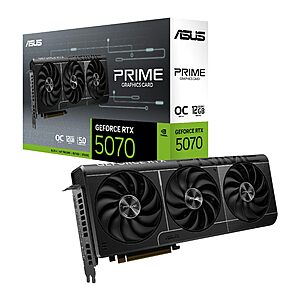 ASUS SFF-Ready Prime NVIDIA RTX 5070 OC Edition Graphics Card (PCIe 5.0, 12GB GDDR7, HDMI/DP 2.1, 2.5-Slot, Axial-tech Fans, Dual BIOS), 3 Year Warranty $556.09
