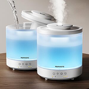 Homvana 1.5L Cool Mist Top Fill Humidifiers 3 in 1  for Bedroom, 2 Packs $19.73 at Amazon