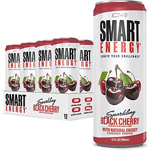 12-Pack 12-Oz C4 Smart Energy Sparkling Drink (Black Cherry) $8.61 w/ S&S + Free Shipping w/ Prime or on $35+