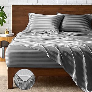 4-Piece BEDELITE Queen Jacquard Striped Satin Sheet Set w/ Deep Pocket Fitted Sheet (Various) from $11.96 + Free Shipping w/ Prime or on $35+