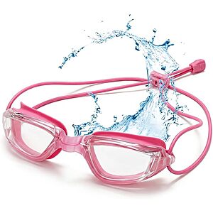 Aegend Adults' Mirrored Swimming Goggles w/ Adjustable Bungee Strap (Transparent Rose Red) $3.99 + Free Shipping w/ Prime or on $35+