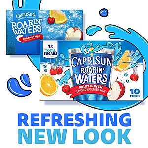 $7.30 or less S&S Q ymmv AMAZON Capri Sun Roarin' Waters Flavored Water Beverage, 40 Pouches, for School Lunches and On-the-Go Hydration, Fruit Punch
