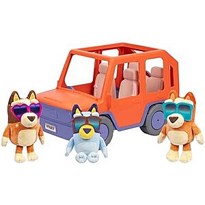$22.97* | Bluey Big Heeler 4WD Family Toddler Toy Car w/ Bingo & Chilli Plush Buddies at Amazon