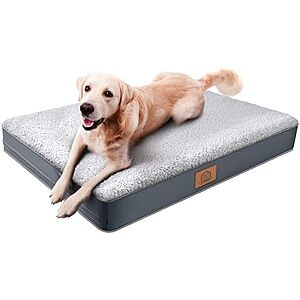 $19.99* | 35" Sunheir Orthopedic Plush Sherpa Large Dog Bed (Grey) at Amazon