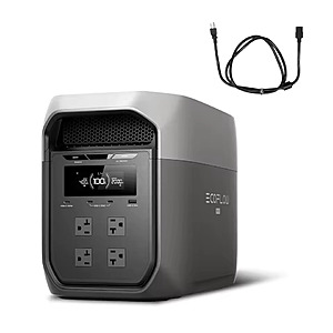 Ecoflow DELTA 3 Max 2048Wh 3400W X-Boost LiFePO4 Portable Power Station; free S&H $625.2